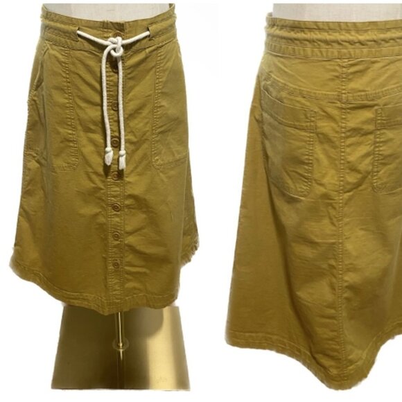 MADEWELL BUTTERY GOLD FULL BUTTON FRONT KNEE LENGTH SKIRT W POCKETS ROPE BELT 6 - Picture 1 of 11